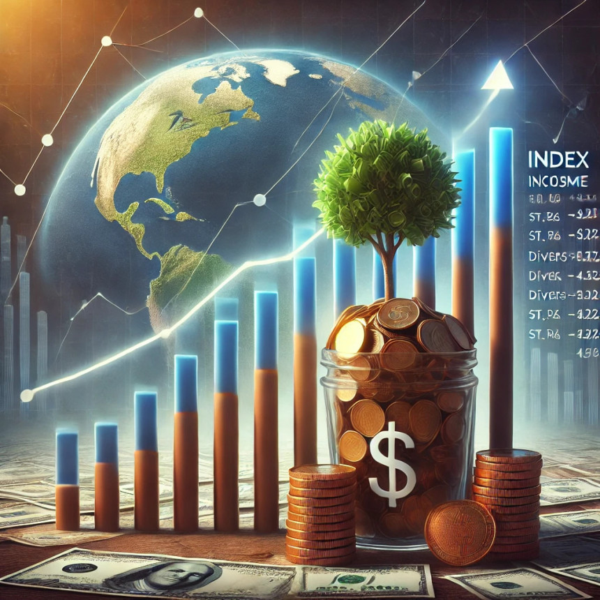 Investing in index funds provides passive income through diversified, long-term growth.