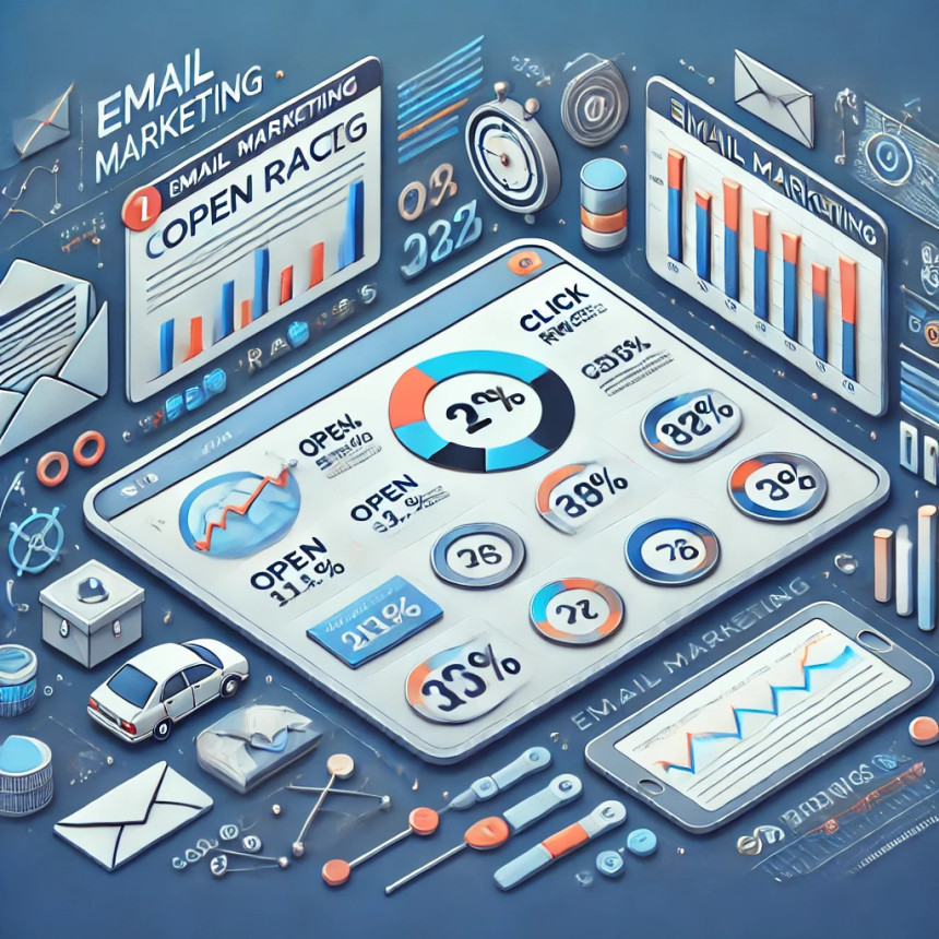 Email marketing metrics such as open rates, click-through rates, and conversions.